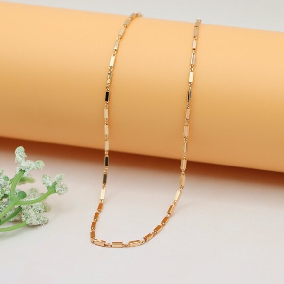 "Chunky Rectangle Chain Rose Gold Necklace, XPNL0181 - Picture 6 of 12